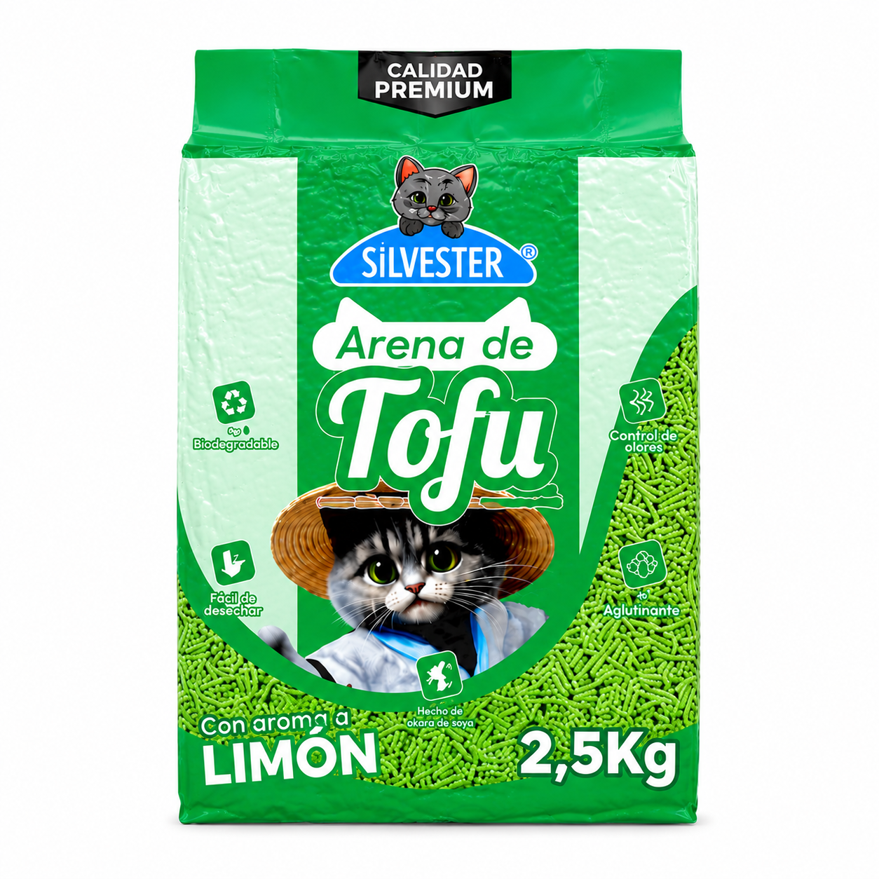Arena Sanitaria de Tofu Silvester Aroma Limón 2.5 kg